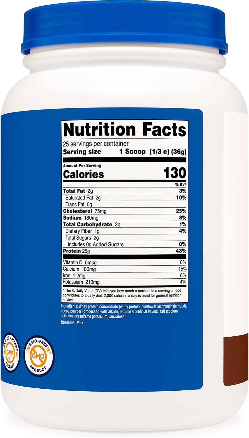 Whey Protein Concentrate (Chocolate) 2LBS - Gluten Free & Non-Gmo