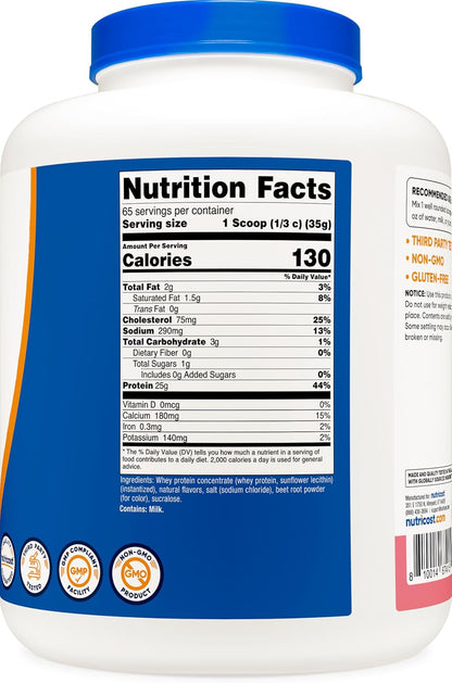 Whey Protein Concentrate (Strawberry Milkshake) 5LBS - Gluten Free & GMO Free (Pack of 2)