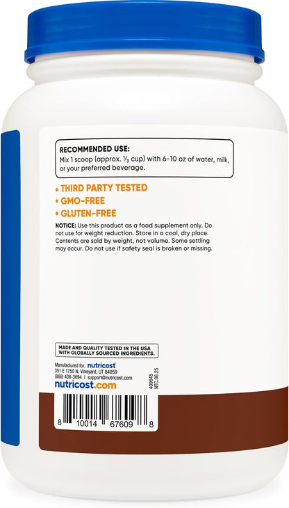 Whey Protein Concentrate (Chocolate) 2LBS - Gluten Free & Non-Gmo