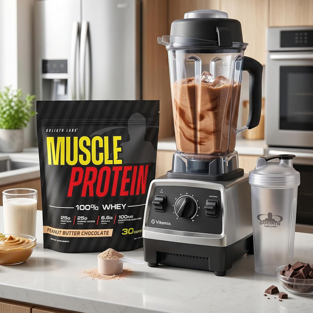 Muscle Protein Whey Powder [5 Lbs/Pack of 1]– Cold Filtered, 25G Pure Protein, 6.6G Bcaas (Packaging May Vary) (5LB, Chocolate)