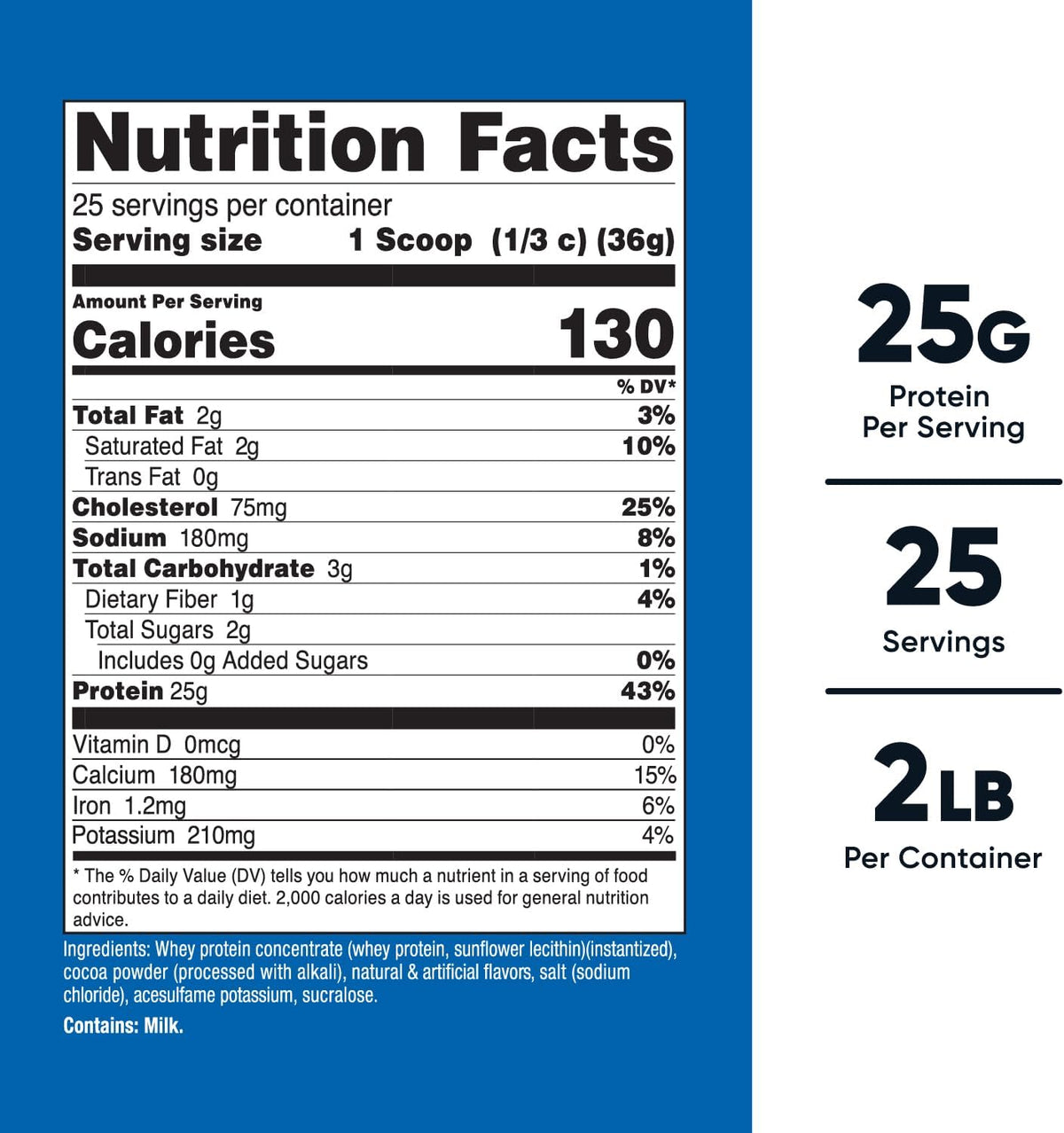 Whey Protein Concentrate (Chocolate) 2LBS - Gluten Free & Non-Gmo