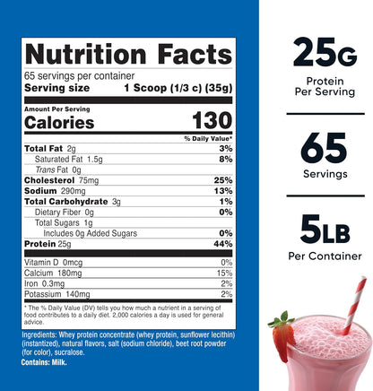Whey Protein Concentrate (Strawberry Milkshake) 5LBS - Gluten Free & GMO Free (Pack of 2)
