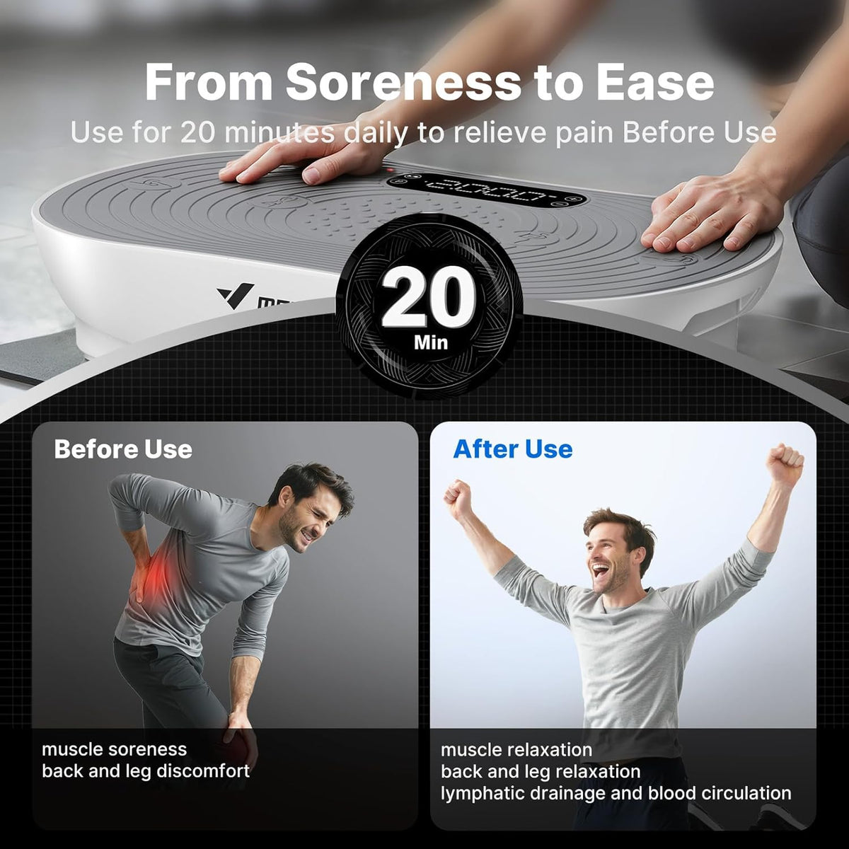 V33 Pro Vibration Plate Exercise Machine with Touchscreen, 99 Speeds