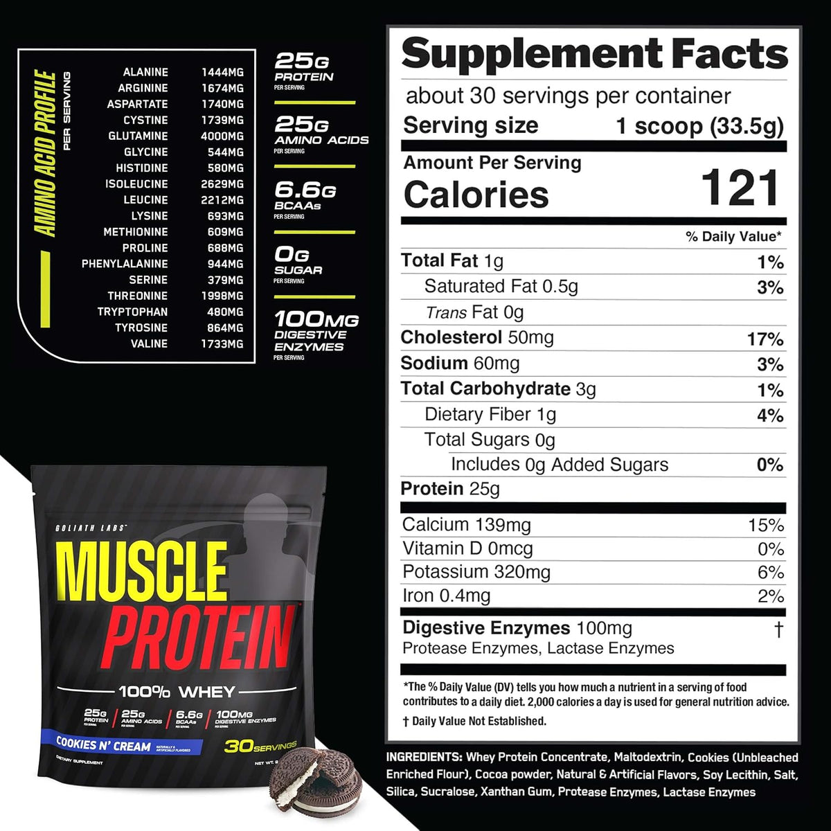 Muscle Protein Whey Powder [5 Lbs/Pack of 1]– Cold Filtered, 25G Pure Protein, 6.6G Bcaas (Packaging May Vary) (5LB, Chocolate)