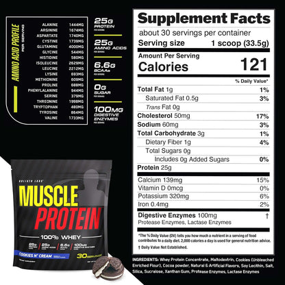 Muscle Protein Whey Powder [5 Lbs/Pack of 1]– Cold Filtered, 25G Pure Protein, 6.6G Bcaas (Packaging May Vary) (5LB, Chocolate)