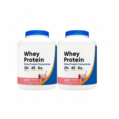 Whey Protein Concentrate (Strawberry Milkshake) 5LBS - Gluten Free & GMO Free (Pack of 2)