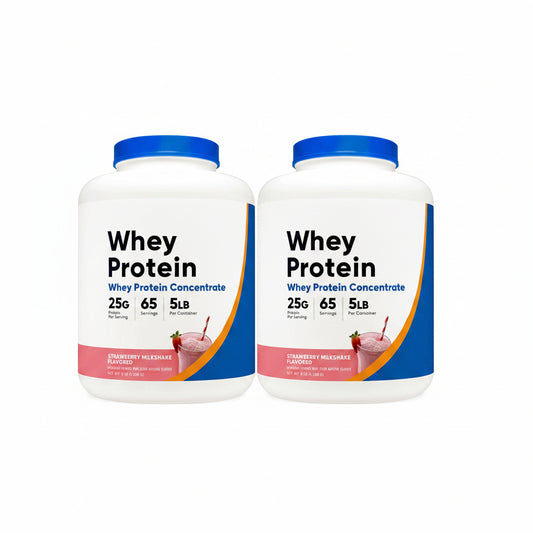 Whey Protein Concentrate (Strawberry Milkshake) 5LBS - Gluten Free & GMO Free (Pack of 2)